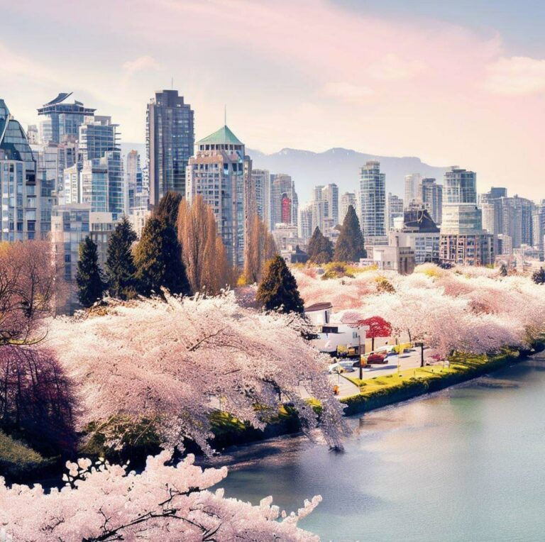vancouver with cherry blossoms-min
